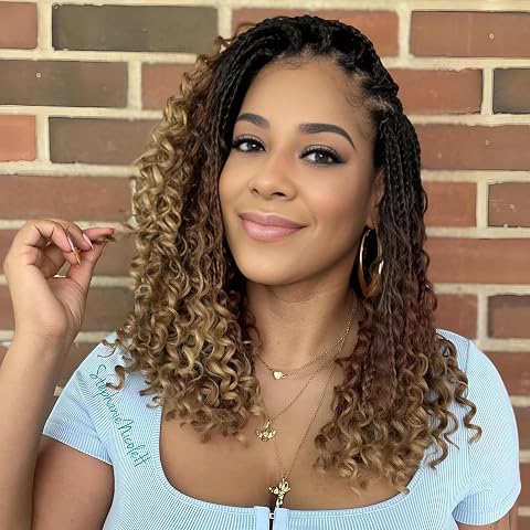 Boho crochet braids with curled ends